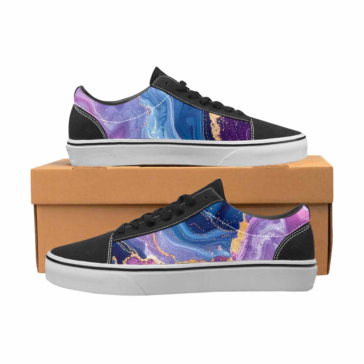 WOMEN'S Marble Galaxy Canvas Lace-Up Vibrant Chaos Custom Sneakers
