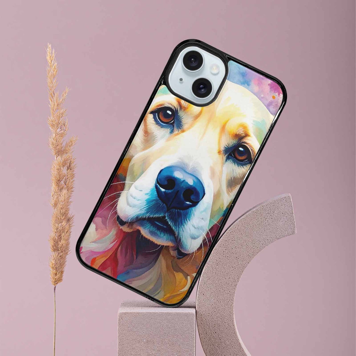 iPhone 15 Plus Case — Golden Retriever Watercolor Art Pattern Personalized, Unique Phone Case Design