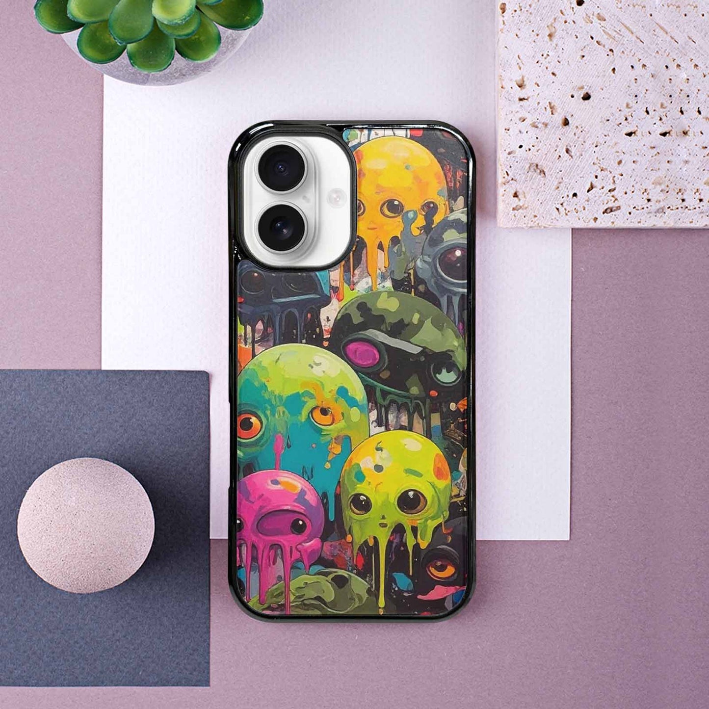 iPhone 16 Case — Aliens Camomelting Aliens Patt Sex, Unique Phone Case Design