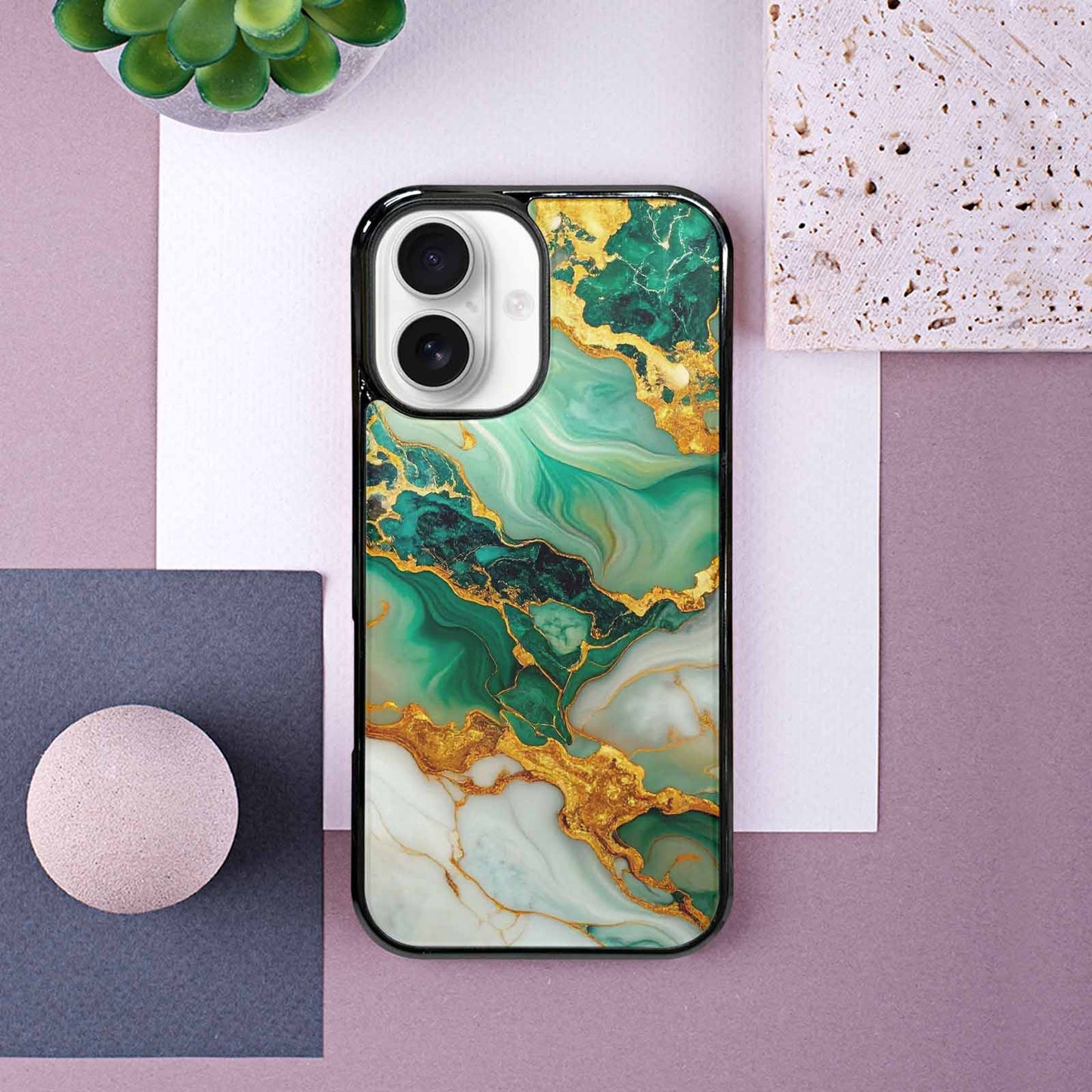 iPhone 16 Case — Marble Gold, Custom Printed Phone Case