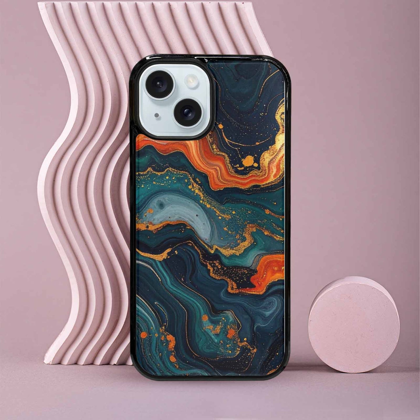 iPhone 15 Case — Marble Dark, Personalized Phone Case
