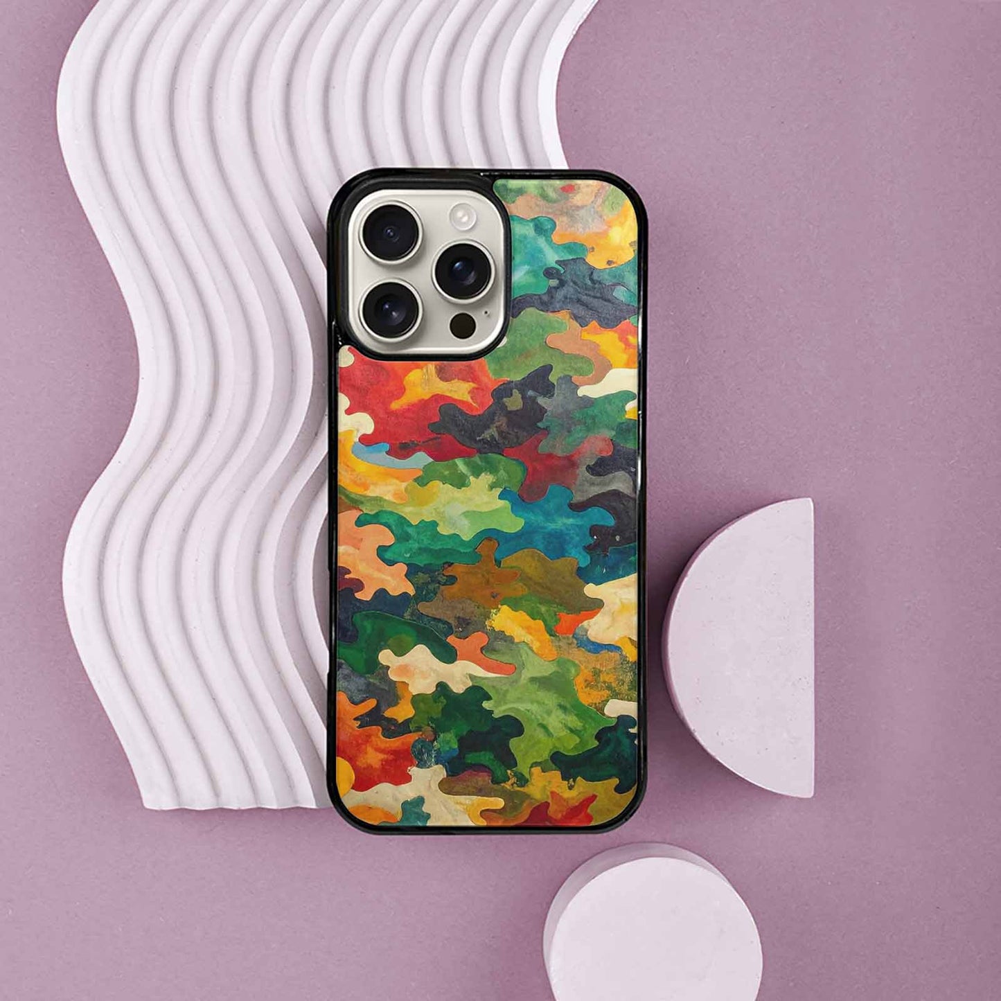 iPhone 16 Pro Max Case — Camo Patches Full Color Vibrant Camo, Custom Printed Phone Case