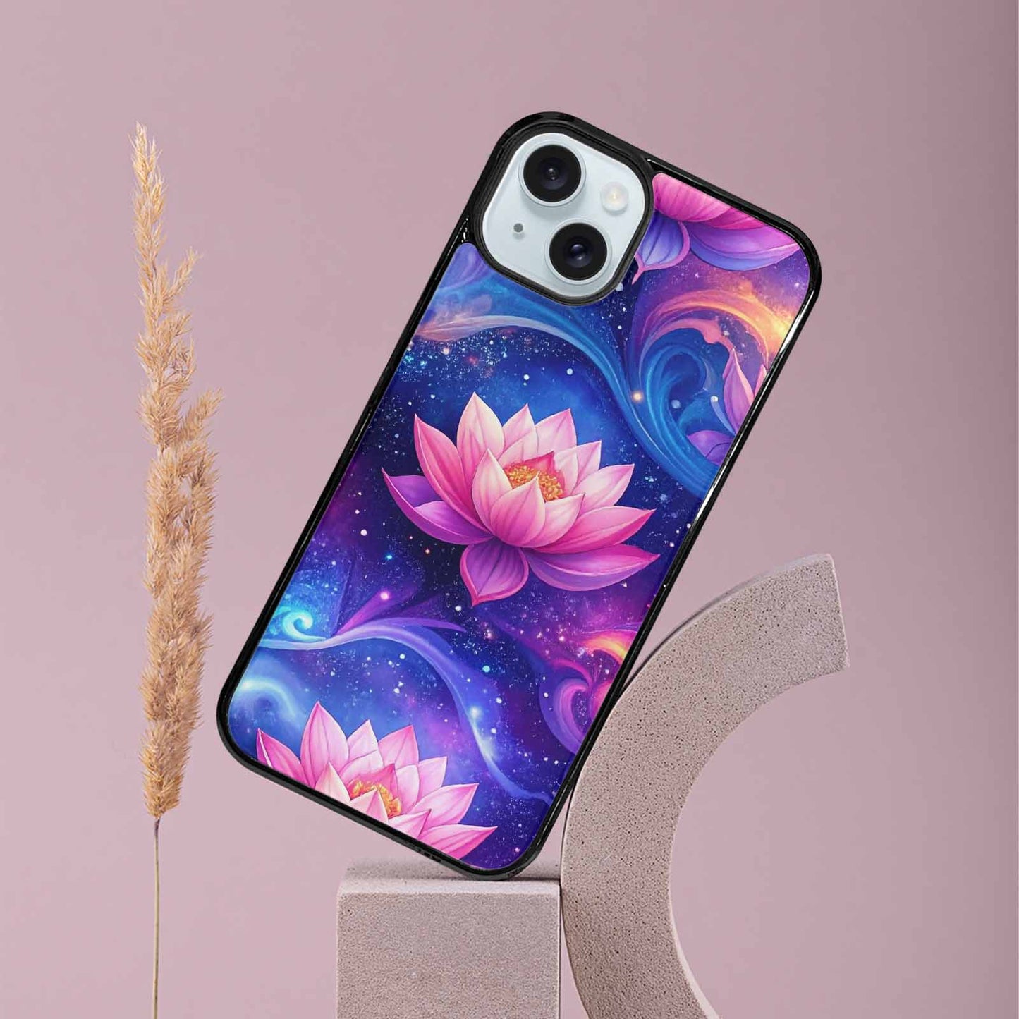 iPhone 15 Plus Case — Lotus Galaxy Art Seamless Pattern Vibrant, Custom Phone Case