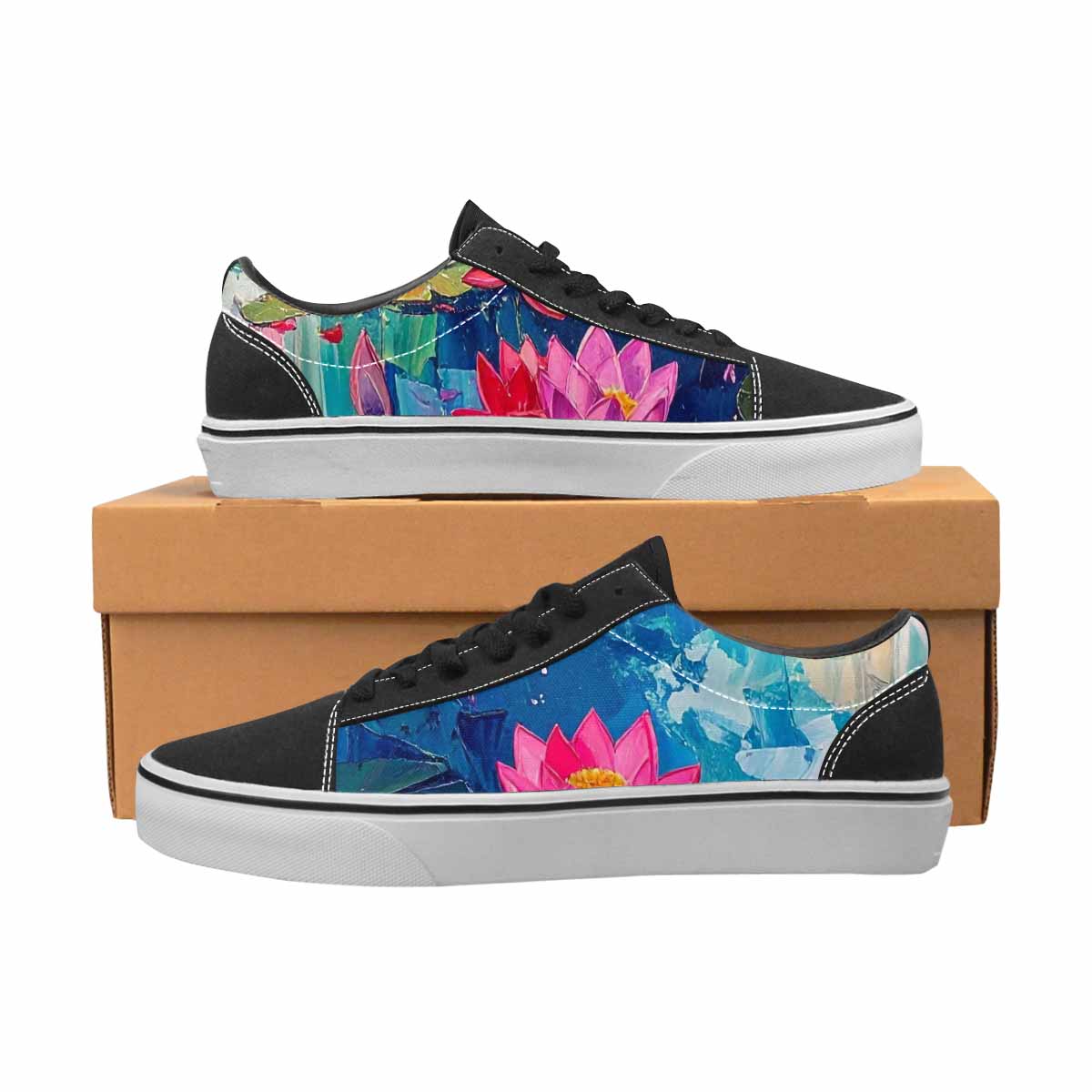 WOMEN'S Full Color Vibrant Monet Lace-Up Canvas Neon Fantasy Custom Shoes