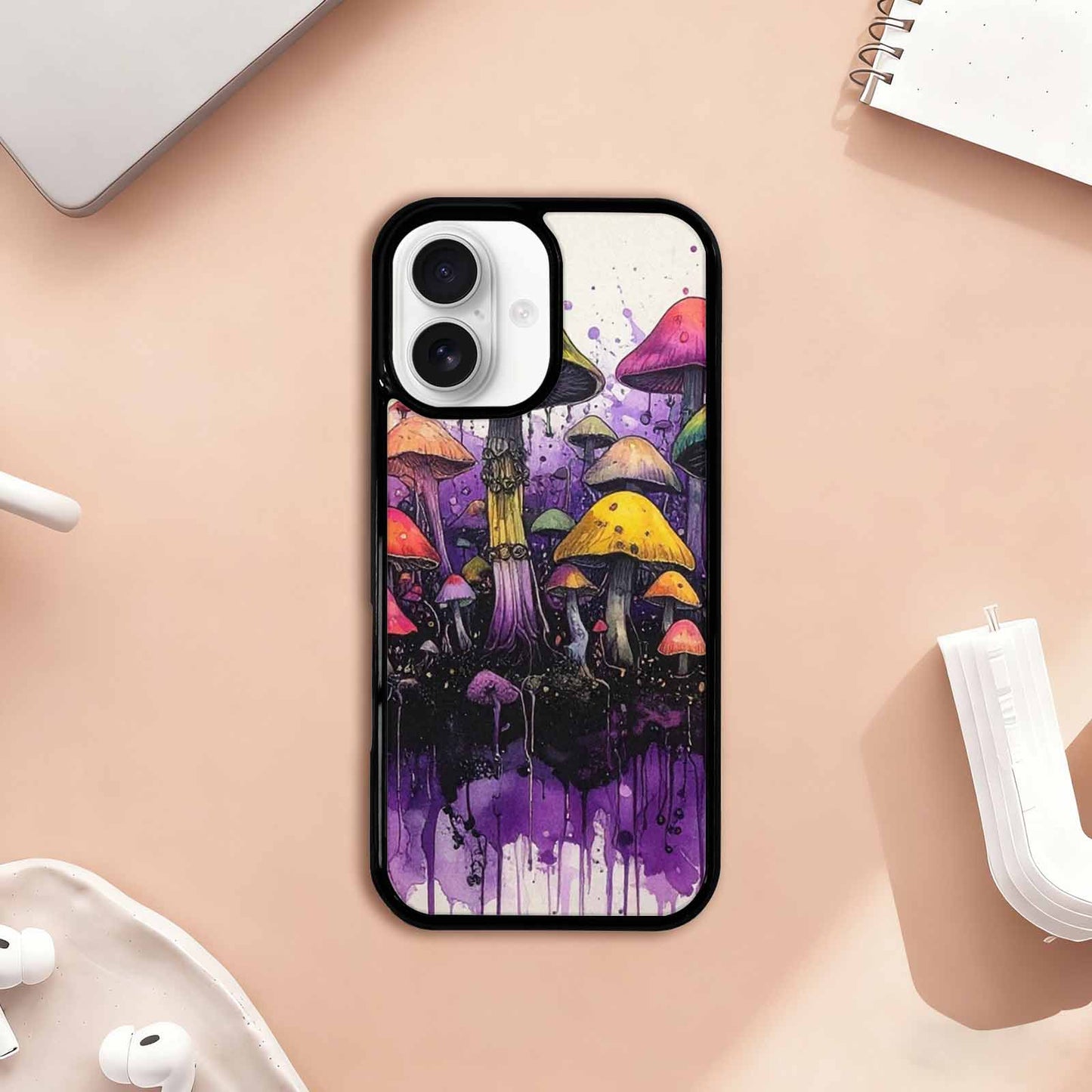 iPhone 17 Case — Black & Purple Ink Original Art, Custom Art Phone Cover