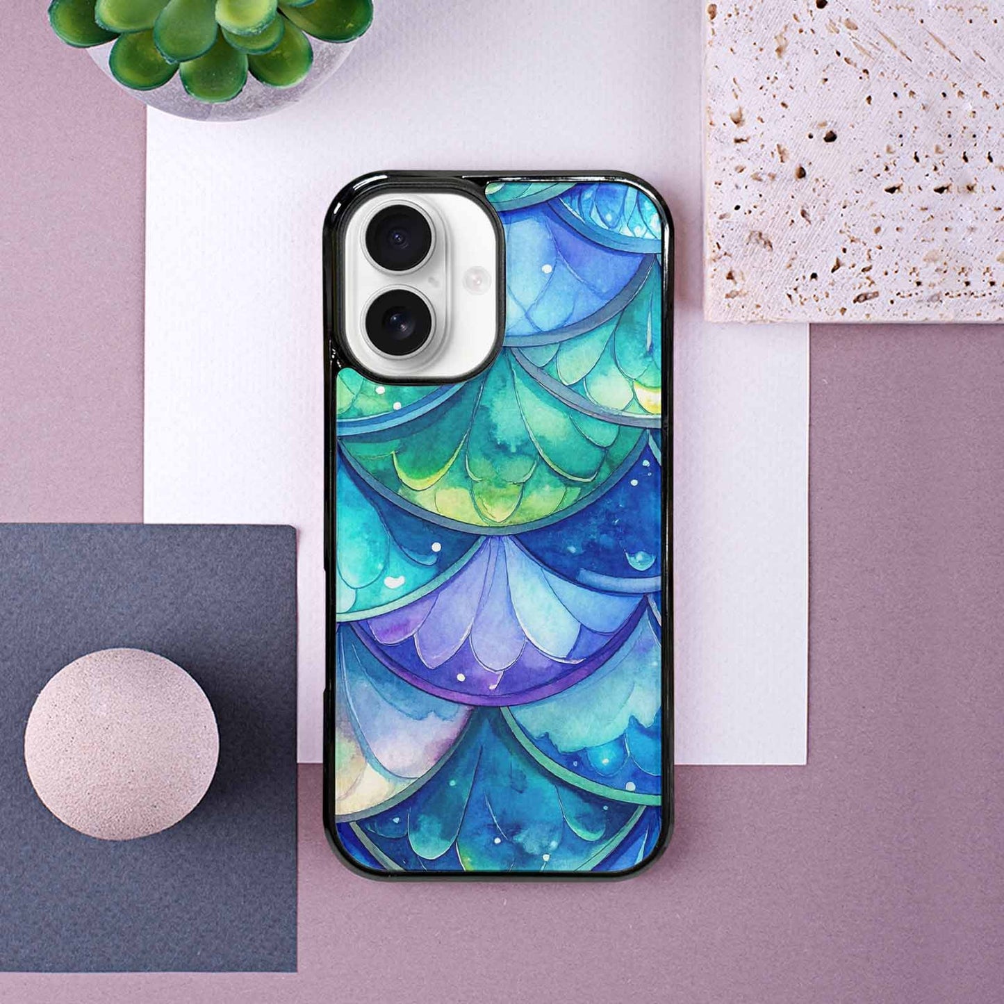 iPhone 16 Case — Mermaid Scale Art Pattern, Custom Designed Case Cover