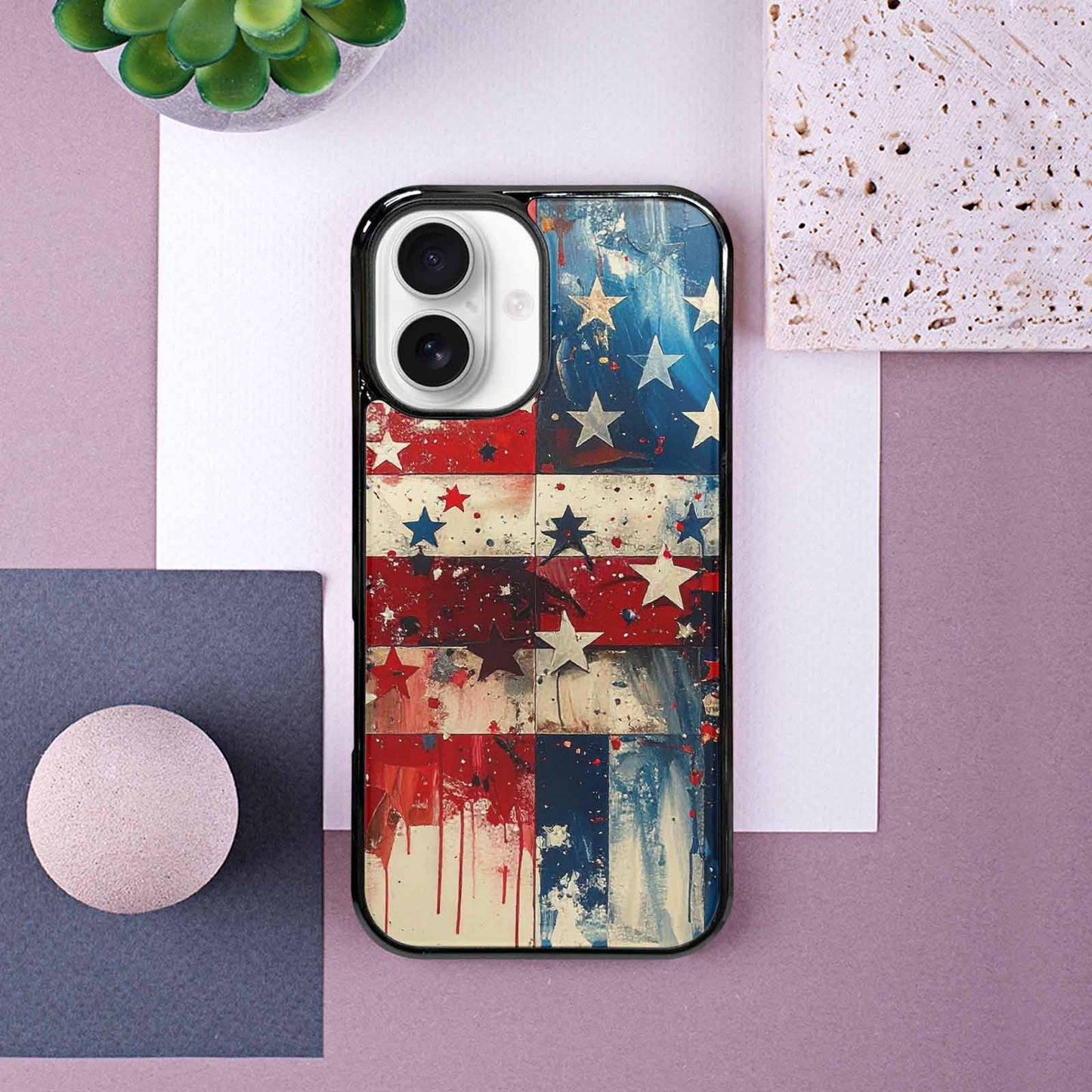 iPhone 16 Case — Patriotic Stars And Stripes American Stars, Personalized Phone Case