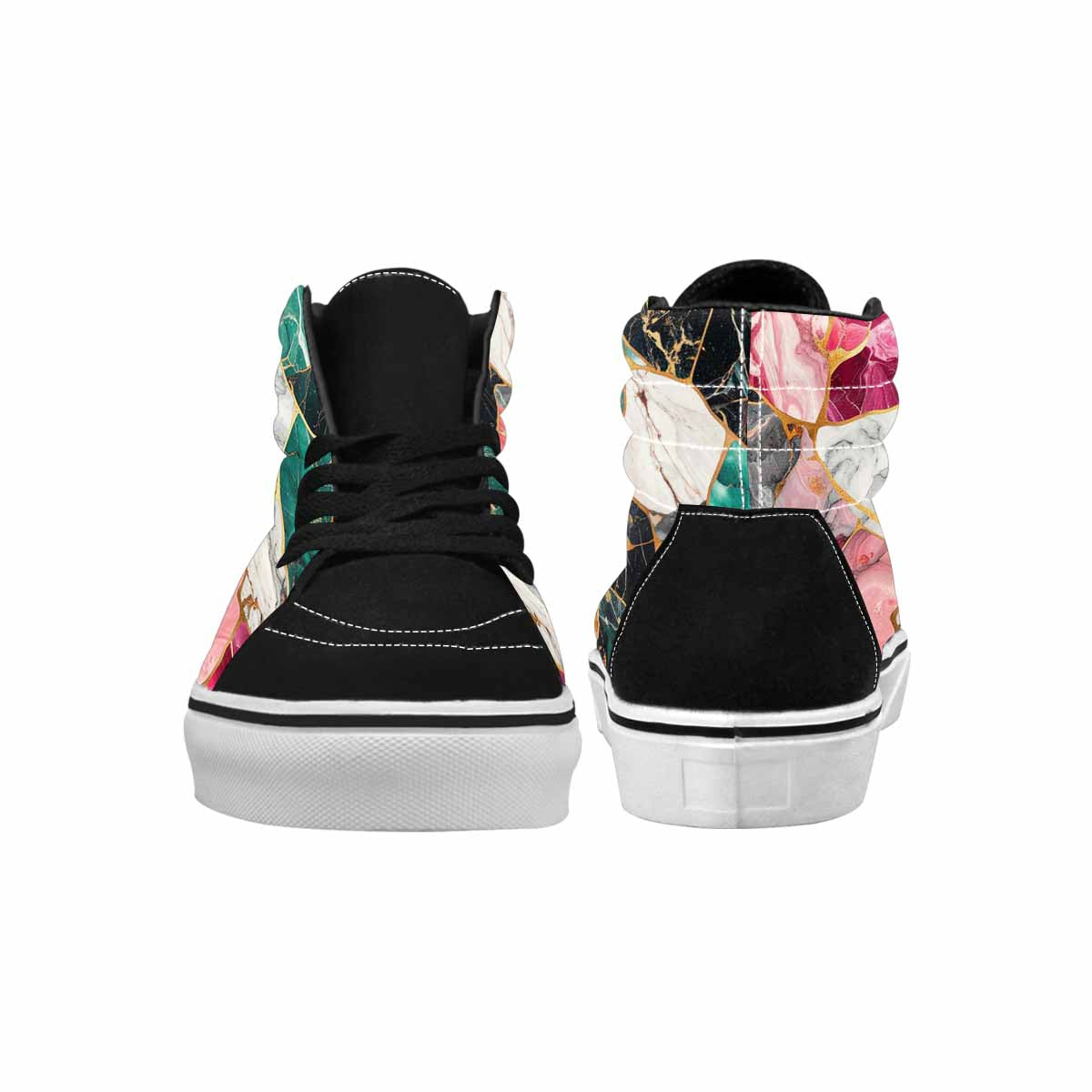WOMEN'S Marble Stone Texture High Top Canvas Cottagecore Custom Sneakers