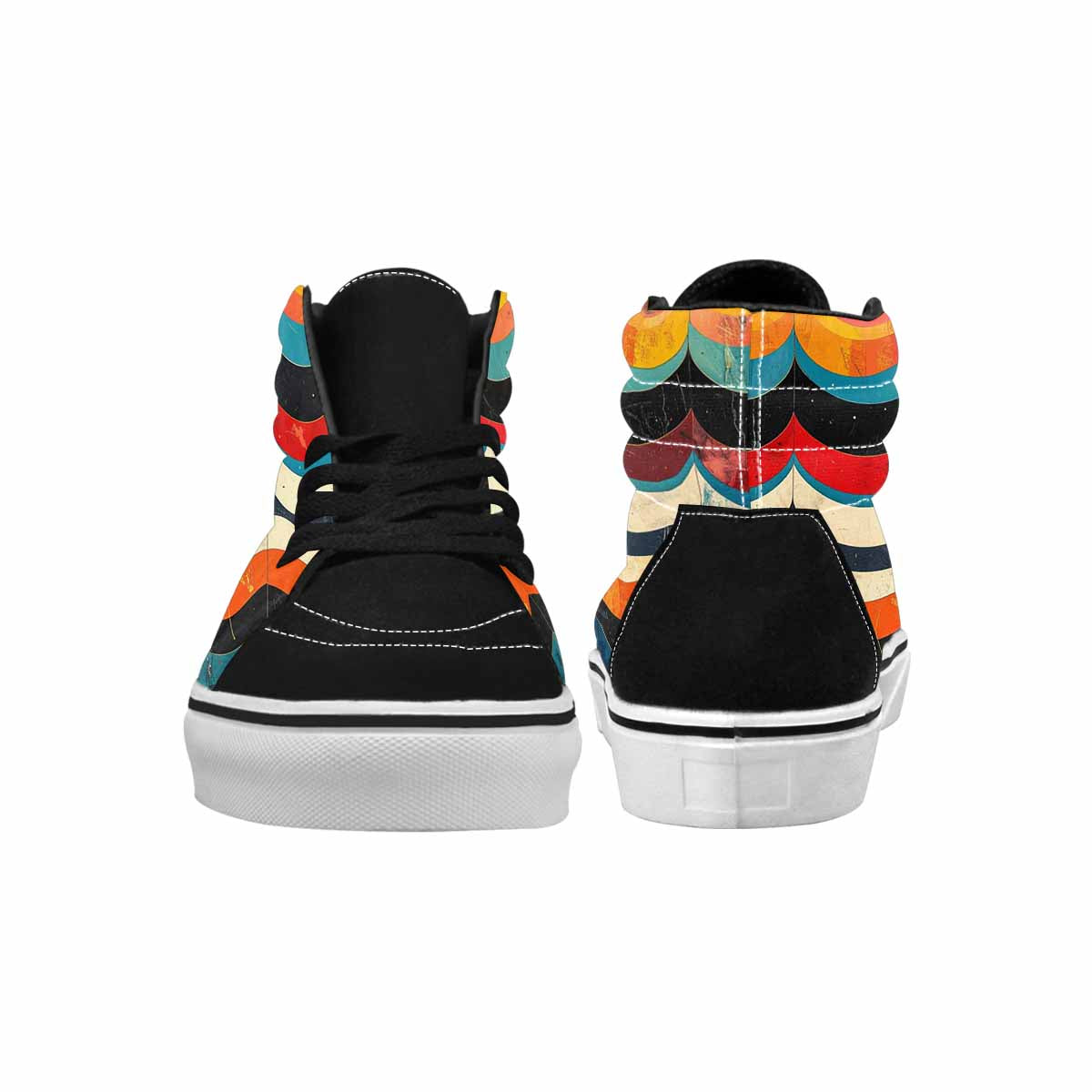 MEN'S Retro Wave Scallop Stripe High Top Canvas Vivid Custom Sneakers