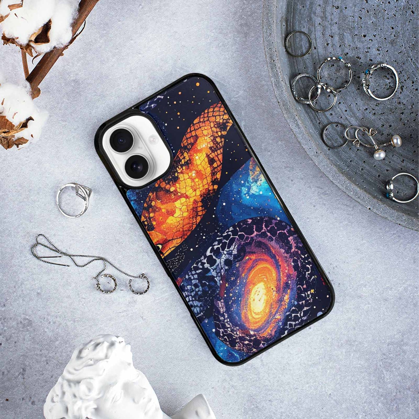 iPhone 16 Plus Case — Galaxy Snake Print Custom, Unique Phone Case Design