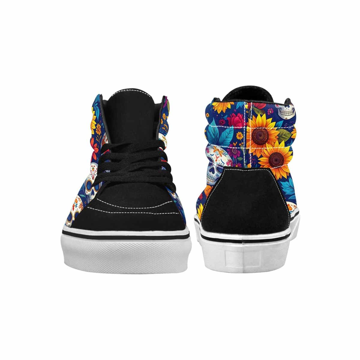 WOMEN'S Sunflower Skulls Print High Top Canvas Y2K Custom Sneakers