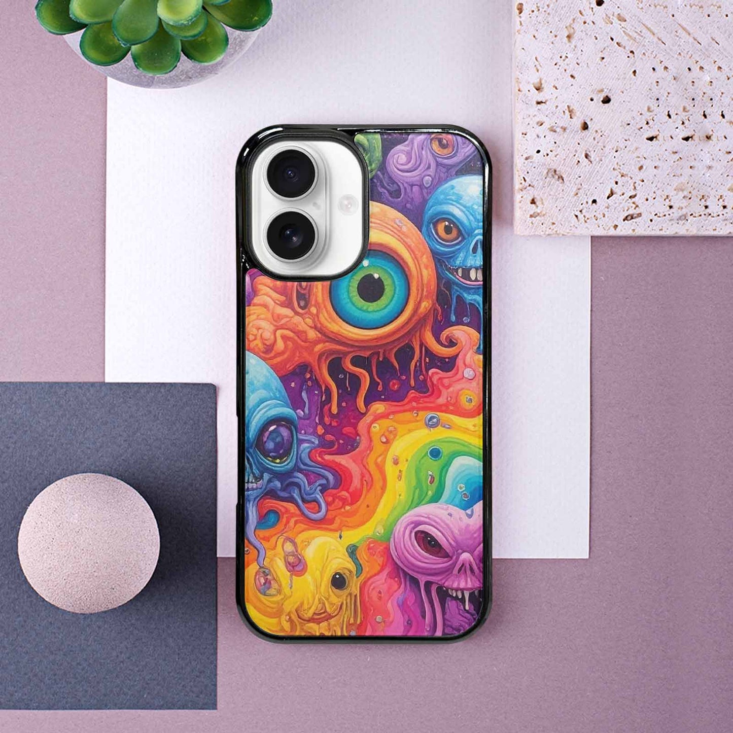 iPhone 16 Case — Aliens Tie Dyemelting Aliens P, Unique Phone Case Design