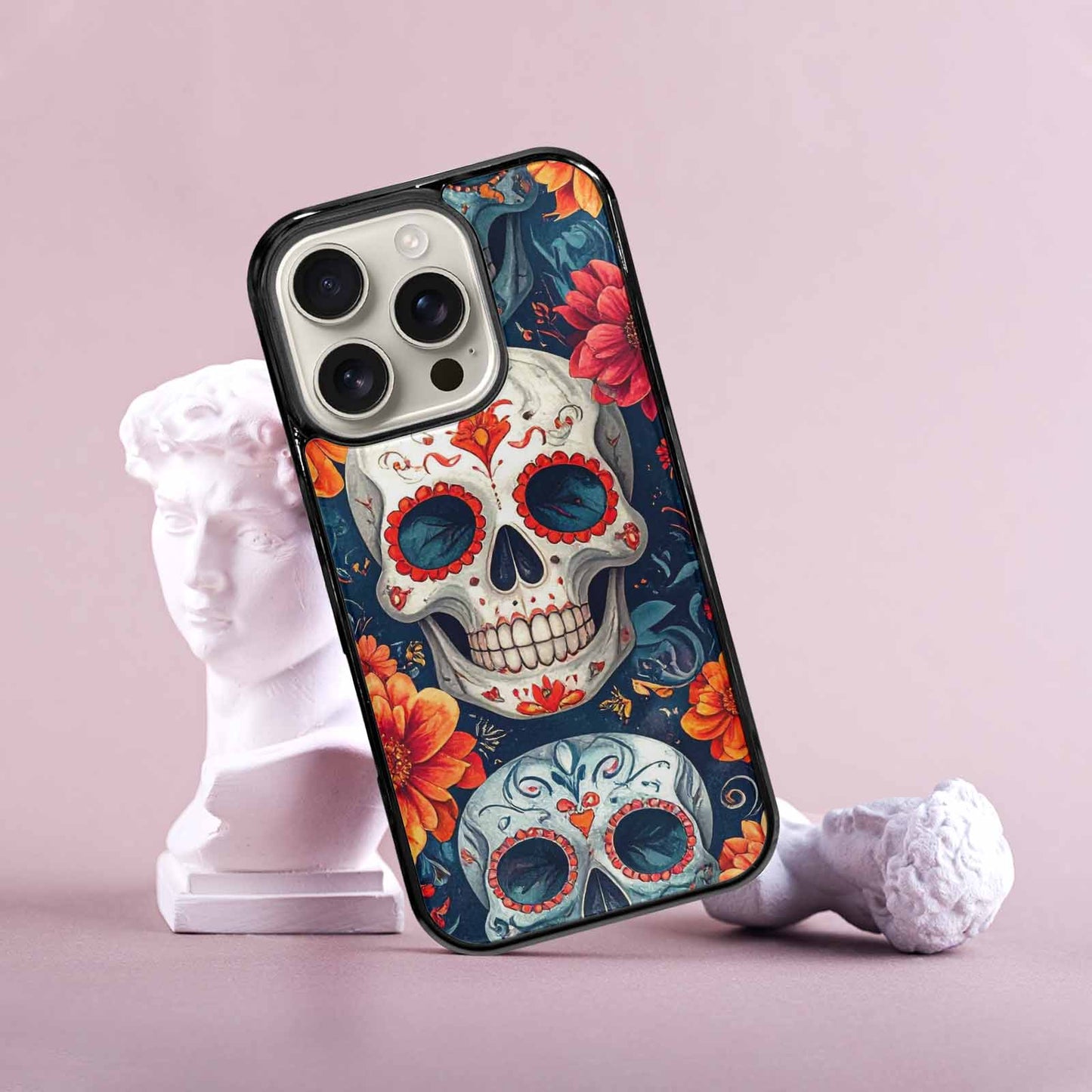 iPhone 16 Pro Case — Marble Skull Custom, Custom Art Phone Cover