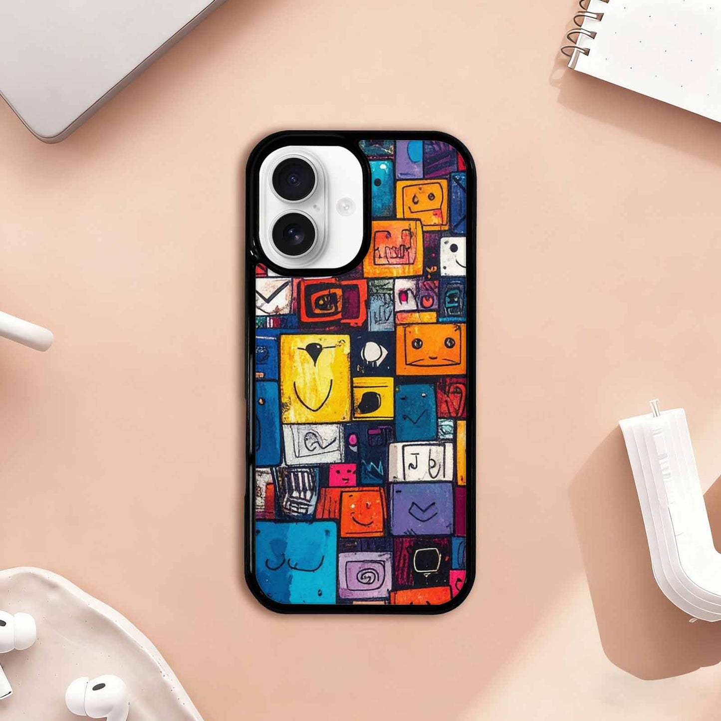 iPhone 17 Case — Hand Drawn Icon Doodle Original Art, Custom Art Phone Cover