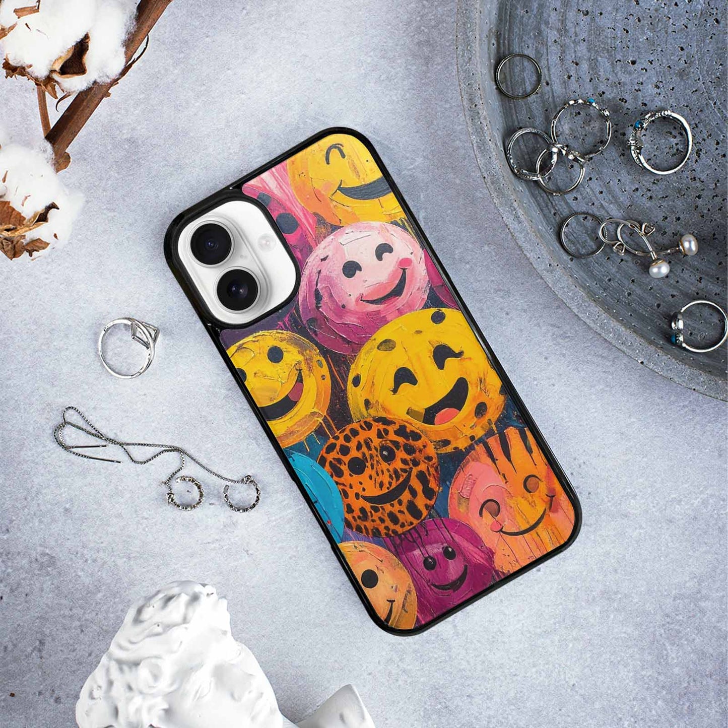 iPhone 16 Plus Case — Smiley Faces Animal Printsmile, Custom Art Phone Cover