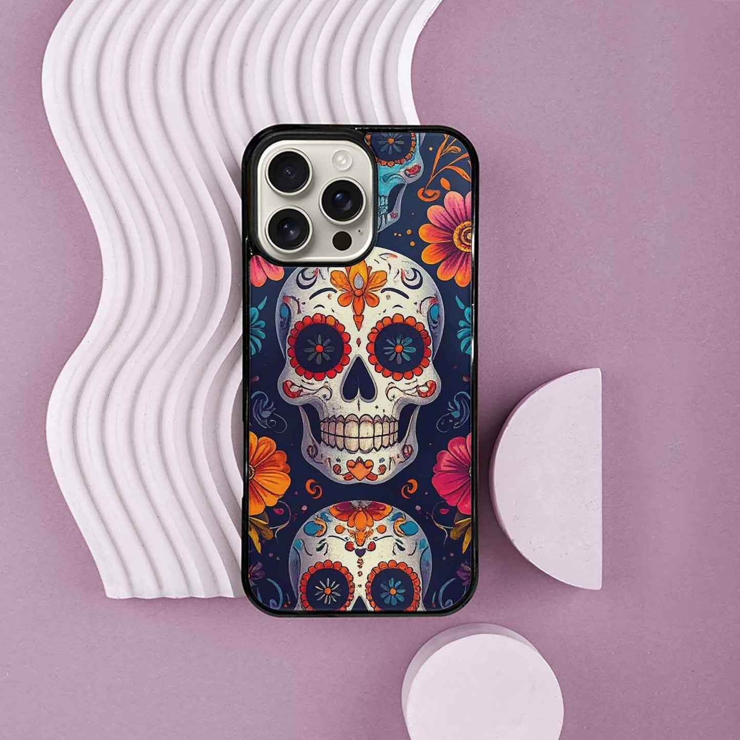 iPhone 16 Pro Max Case — Day Of Dead Sugar Skull Custom, Custom Made Phone Cover