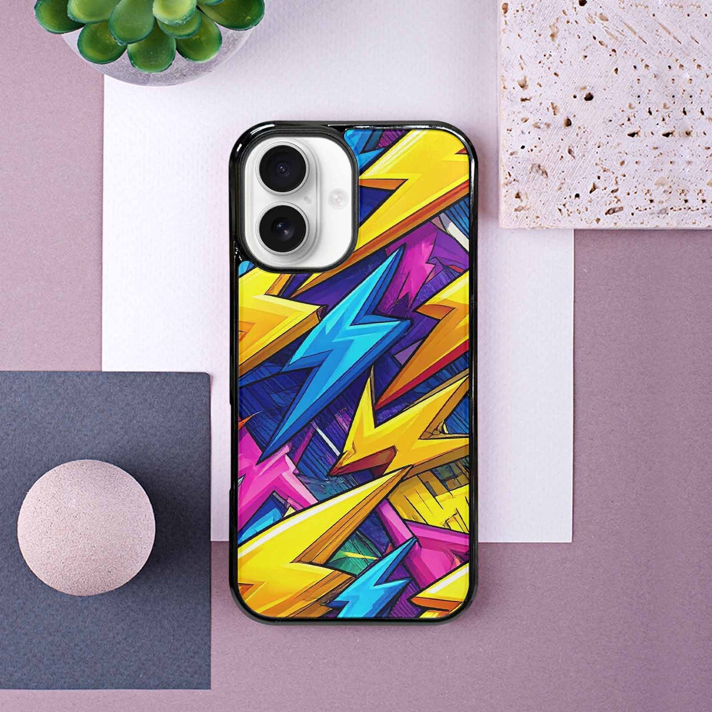 iPhone 16 Case — Lightning Bolt Storm Pattern Hundreds Of, Personalized Phone Case