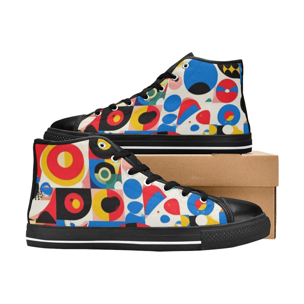 MEN'S 1960S Mod Cartoon Art High Top Canvas Neon Fantasy Custom Shoes