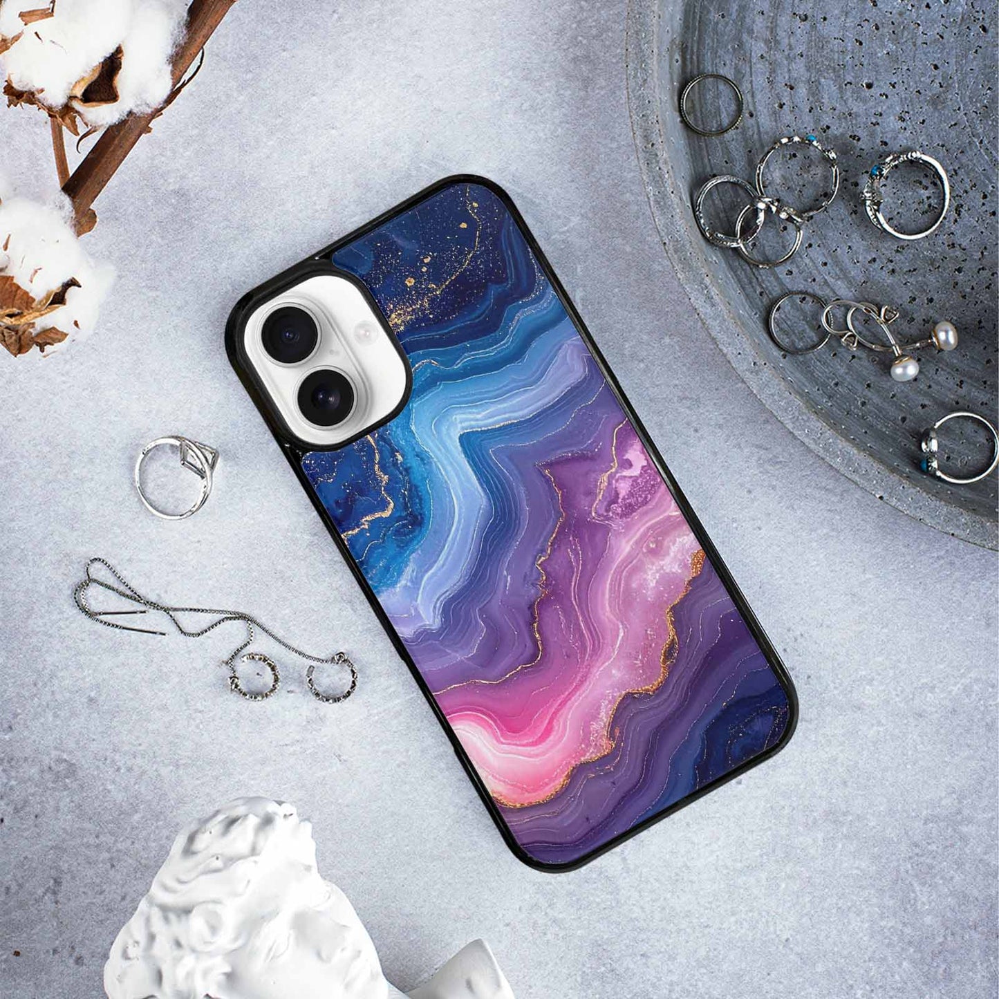 iPhone 16 Plus Case — Marble Galaxy, Custom Made Phone Cover