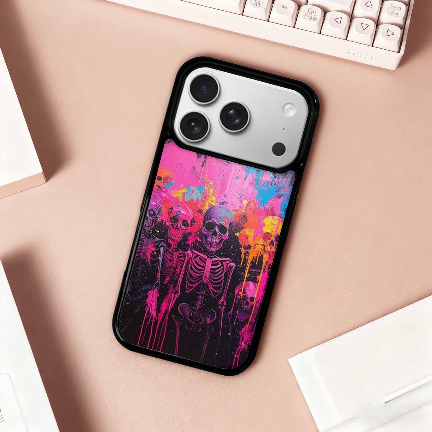 iPhone 17 Pro Case — Skeletons Neon Pink Glowskelet Hoz Original, Custom Printed Phone Case