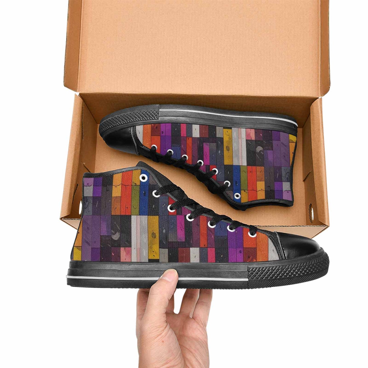 MEN'S Asexual Flag Color High Top Canvas Grunge Custom Shoes