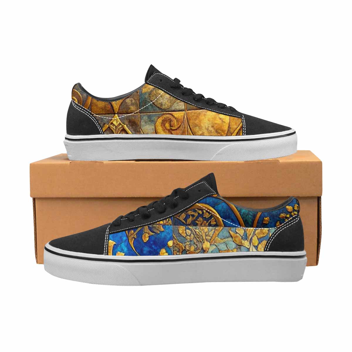 WOMEN'S Klimt-Style Gold Leaf Canvas Lace-Up Y2K Sneakers