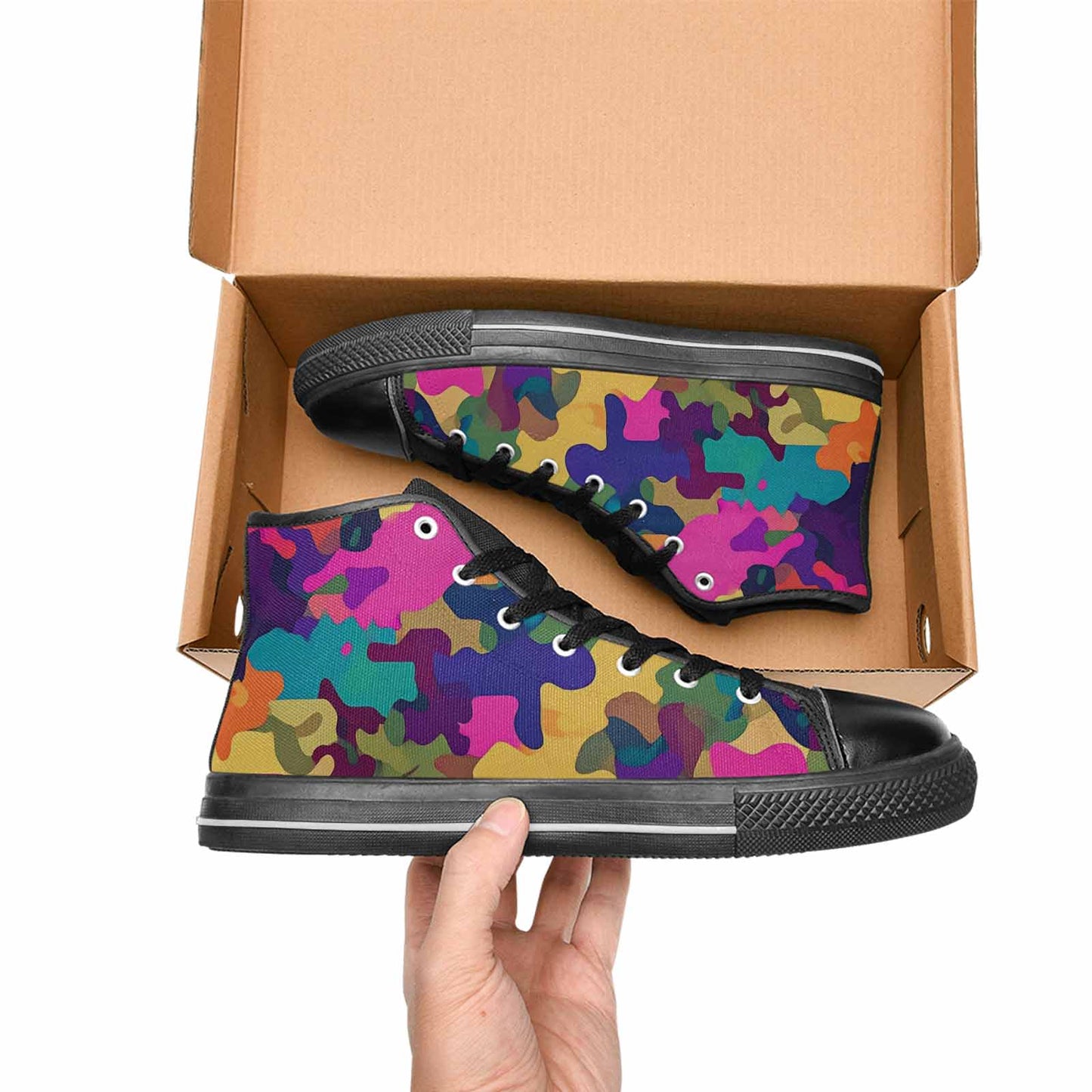 WOMEN'S Military Camouflage Blotch High Top Canvas Y2K Custom Shoes