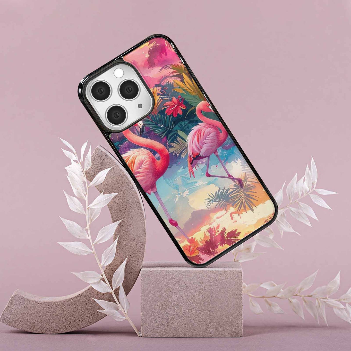 iPhone 15 Pro Max Case — Flamingo Tropical Flamingo Tropical Pattern Hundreds, Custom Art Phone Cover
