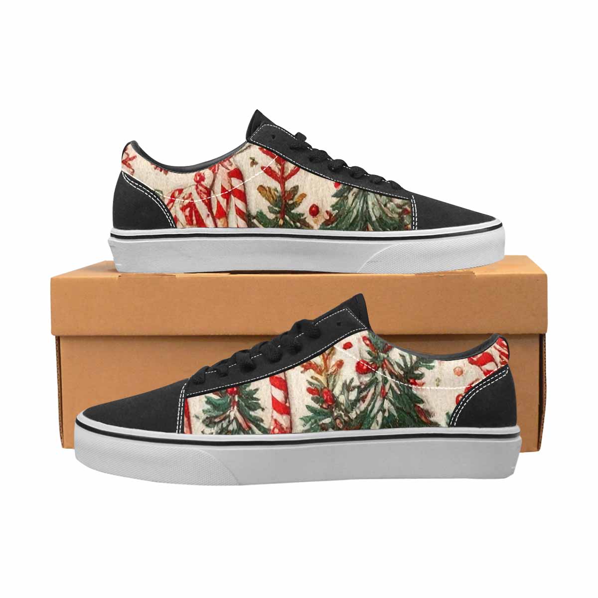 WOMEN'S Christmas Holly Snowflake Canvas Lace-Up Surreal Custom Sneakers