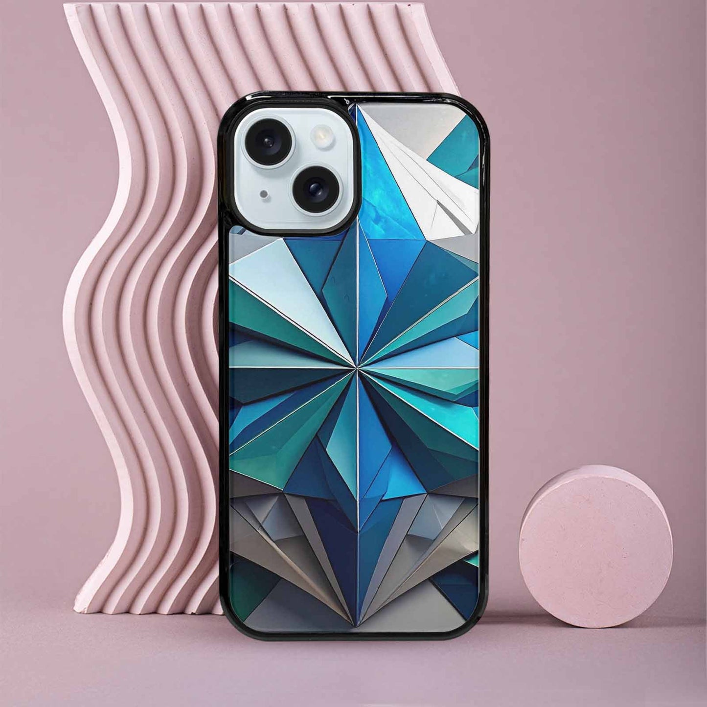 iPhone 15 Case — Geometric Origami Art Pattern, Custom Art Phone Cover