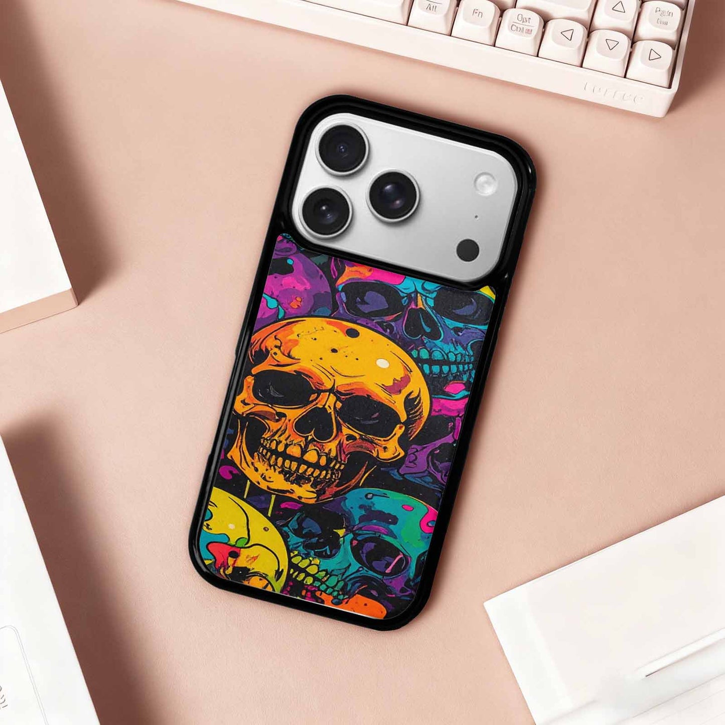 iPhone 17 Pro Case — 1000s Of Skulls Digital Camo Drip, Personalized Phone Case