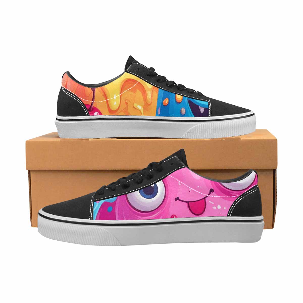 WOMEN'S Melting Icecream Monster Cherry Canvas Lace-Up Grunge Sneakers