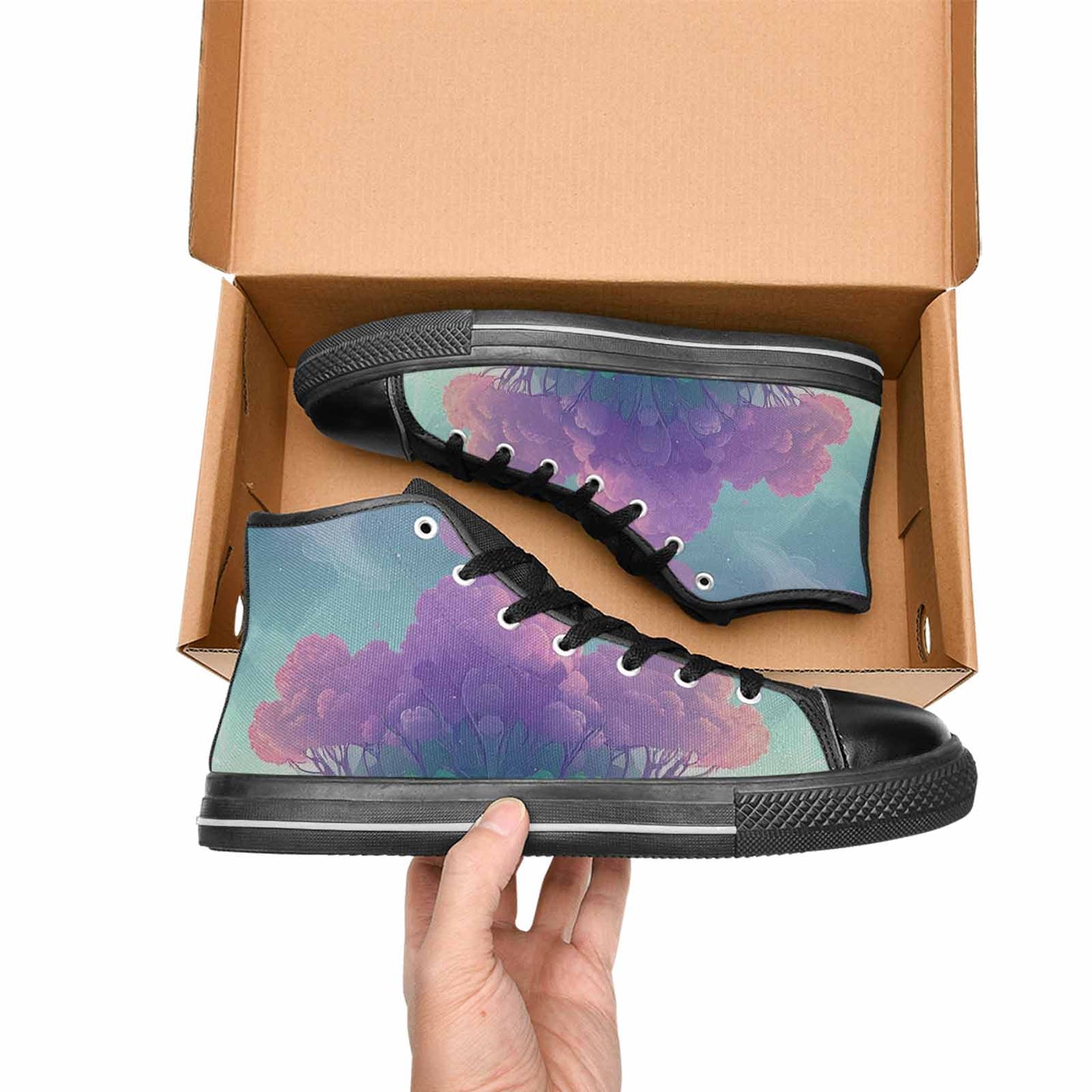 MEN'S Surrealist Dreamscape High Top Canvas Vibrant Chaos Sneakers