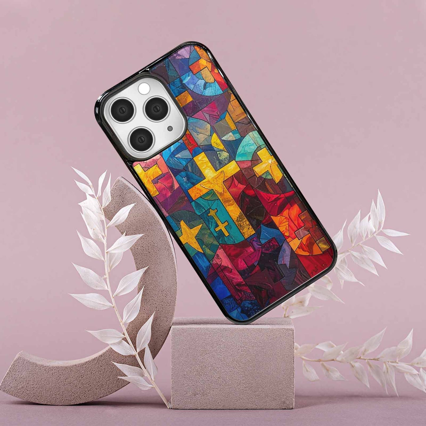 iPhone 15 Pro Max Case — Faith Cross And Faith Icons Pattern, Customized Protective Case