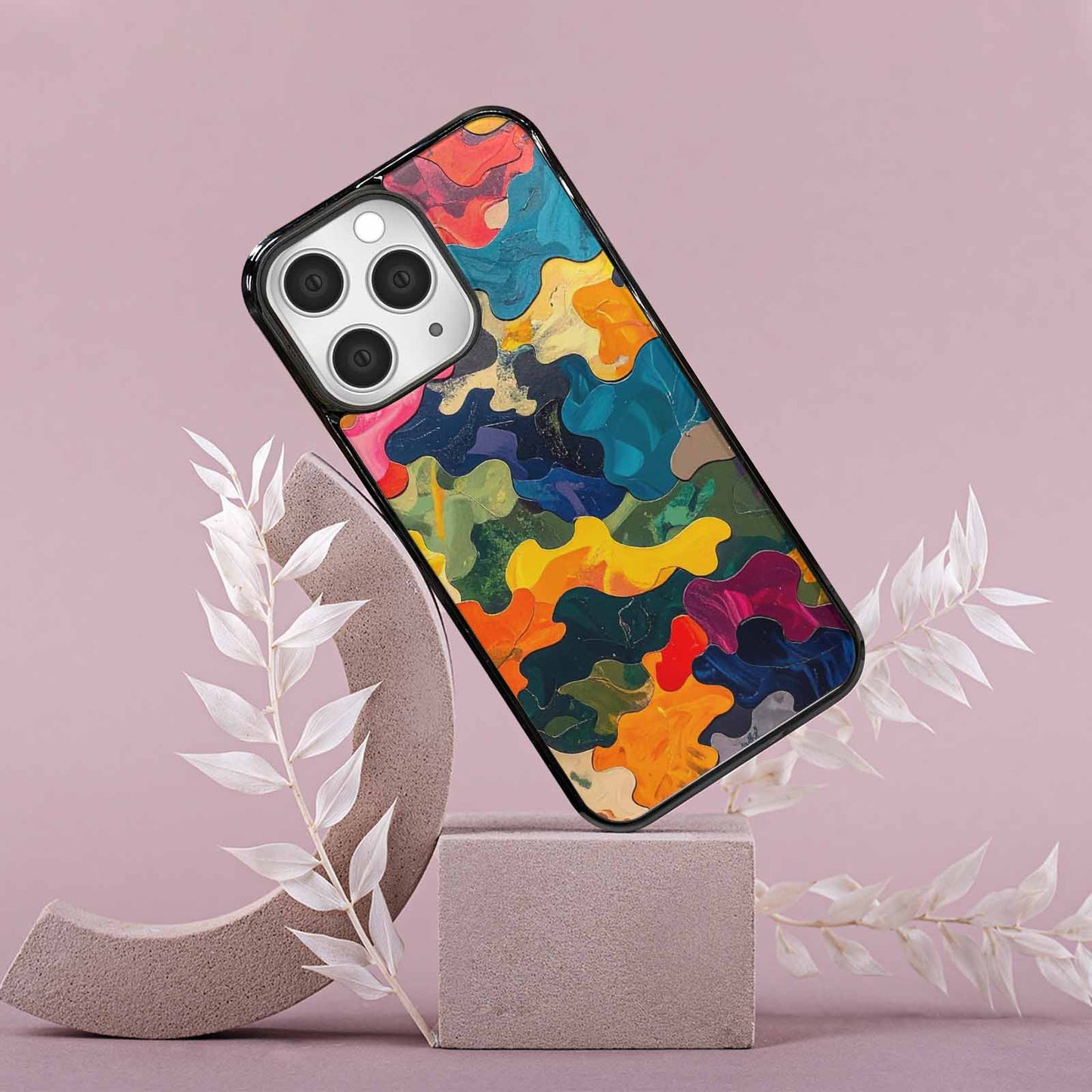 iPhone 15 Pro Max Case — Camo Patches Full Color Vibrant Camo, Personalized Phone Case
