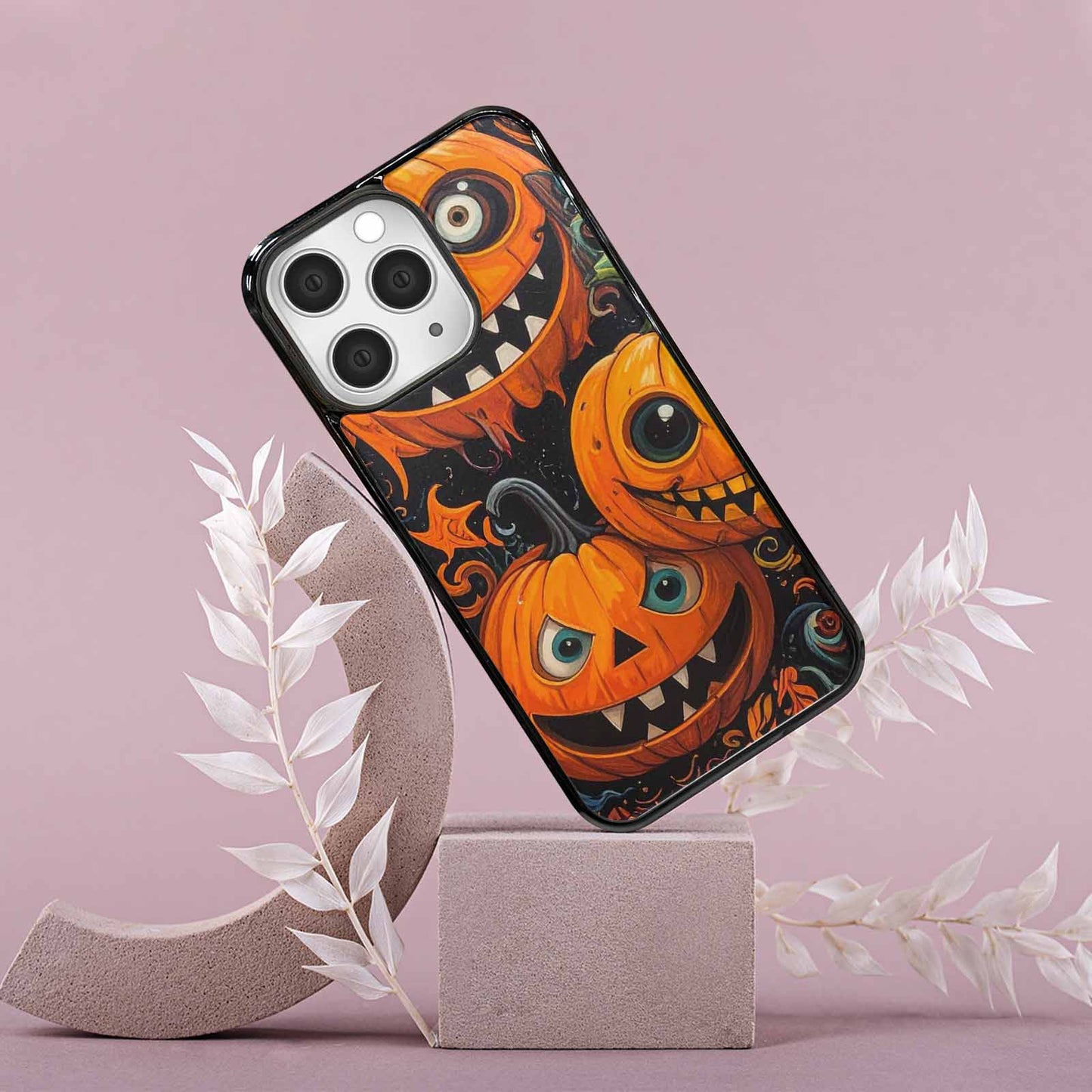 iPhone 15 Pro Max Case — Cartoon Pumpkin Monster, Custom Made Phone Cover