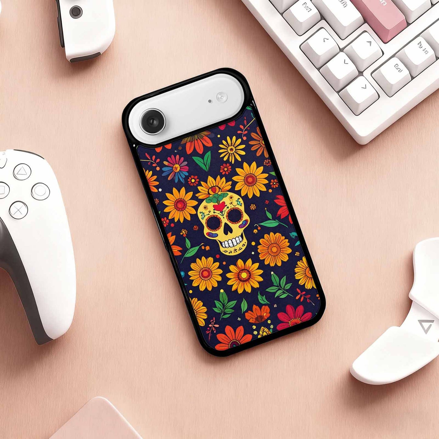 iPhone 17 Air Case — Sunflowers And Skulls Gothic Skulls, Custom Designed Case Cover
