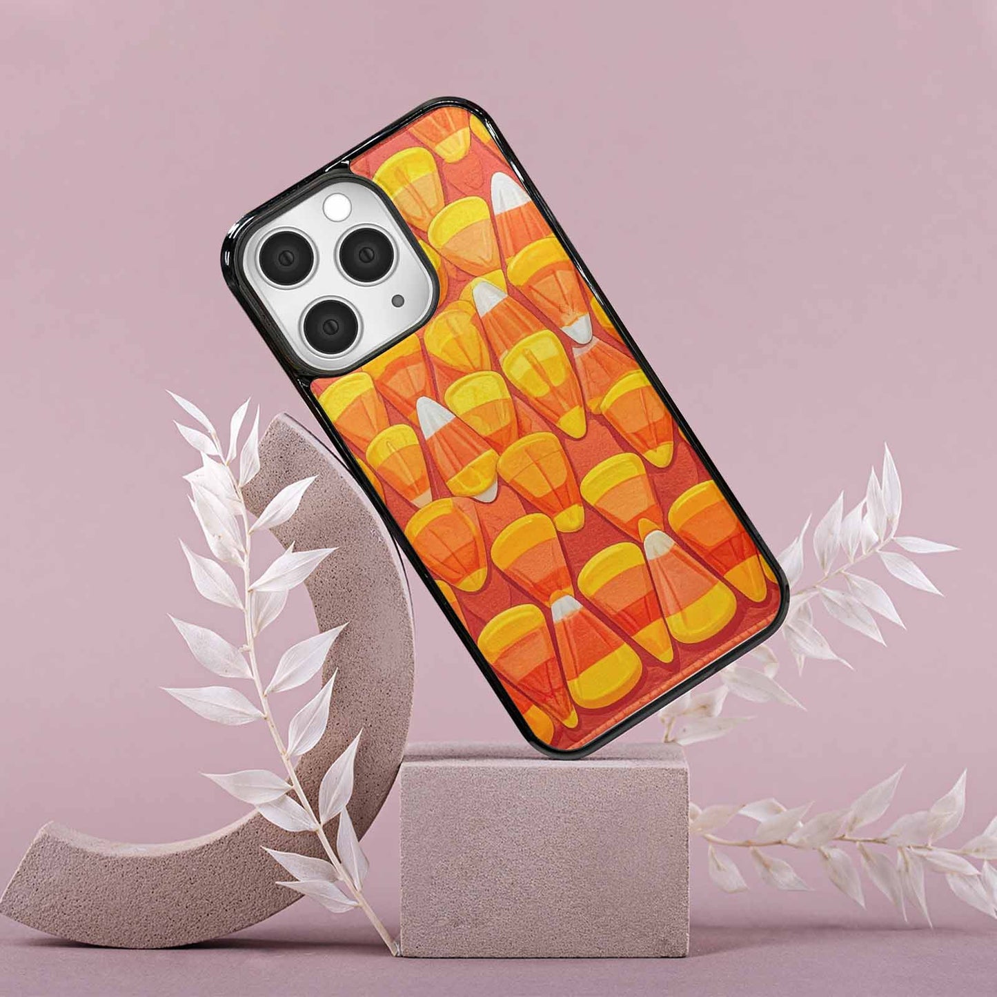 iPhone 15 Pro Max Case — Candy Corn Shapes In Bright Orange, Custom Print Case Cover