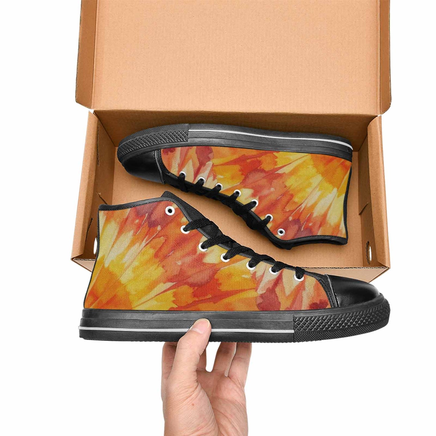 MEN'S Tie Dye Sunburst Rays High Top Canvas Dark Academia Custom Shoes