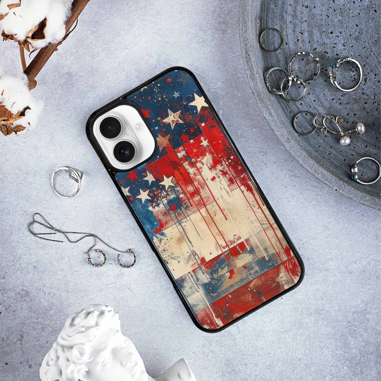 iPhone 16 Plus Case — Patriotic Stars And Stripes American Stars, Custom Art Phone Cover