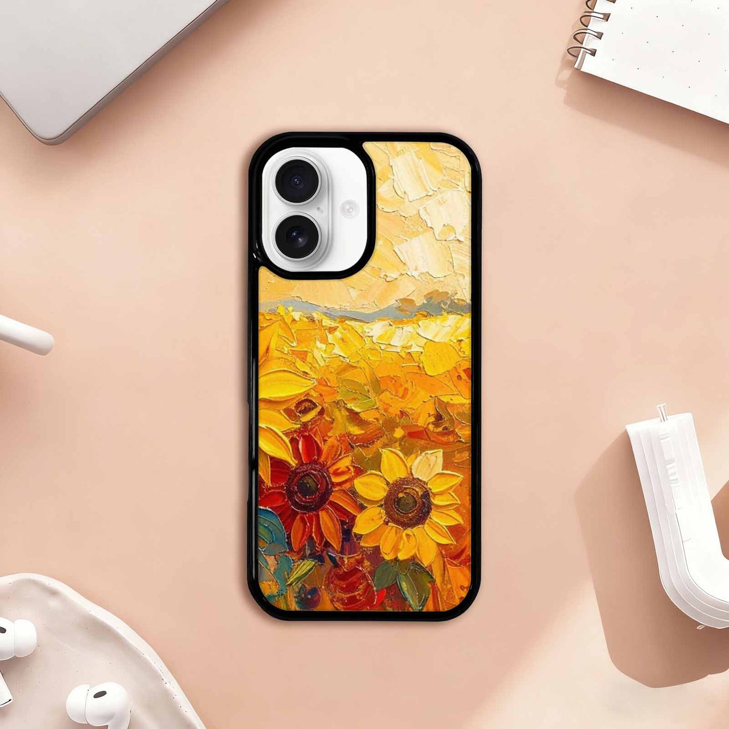 iPhone 17 Case — Impressionist Sunflower Brushstroke Pattern Floral, Custom Phone Case