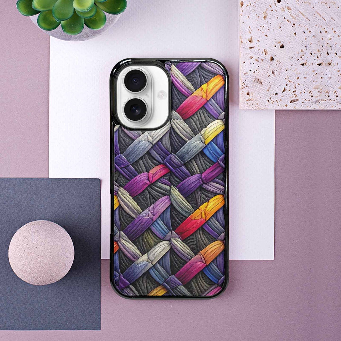 iPhone 16 Case — Asexual Flag Color Theme Small Rainbow, Custom Print Case Cover