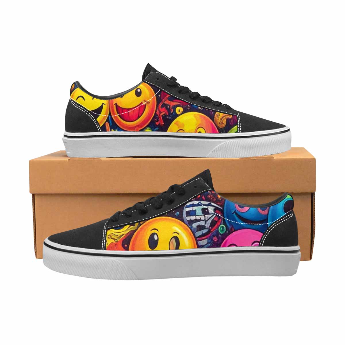 MEN'S Yellow Smiley Face Canvas Lace-Up Dark Academia Sneakers
