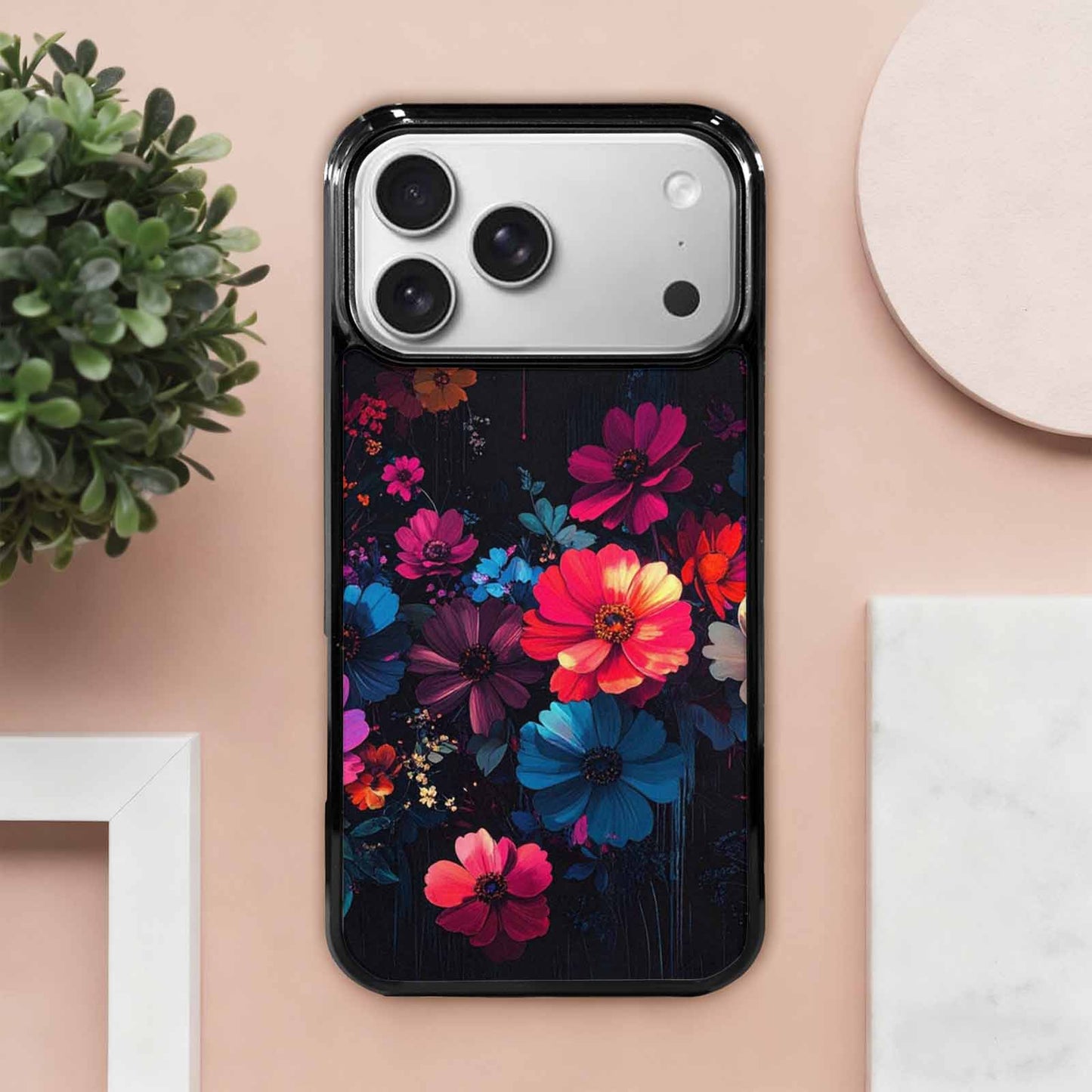 iPhone 17 Pro Max Case — Shadowy Glitch Floral Pattern Floral, Custom Phone Case
