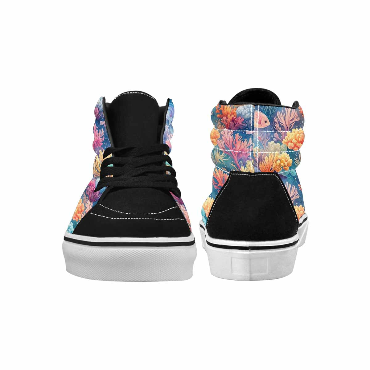 WOMEN'S Fish Scale Coral High Top Canvas Surreal Custom Shoes