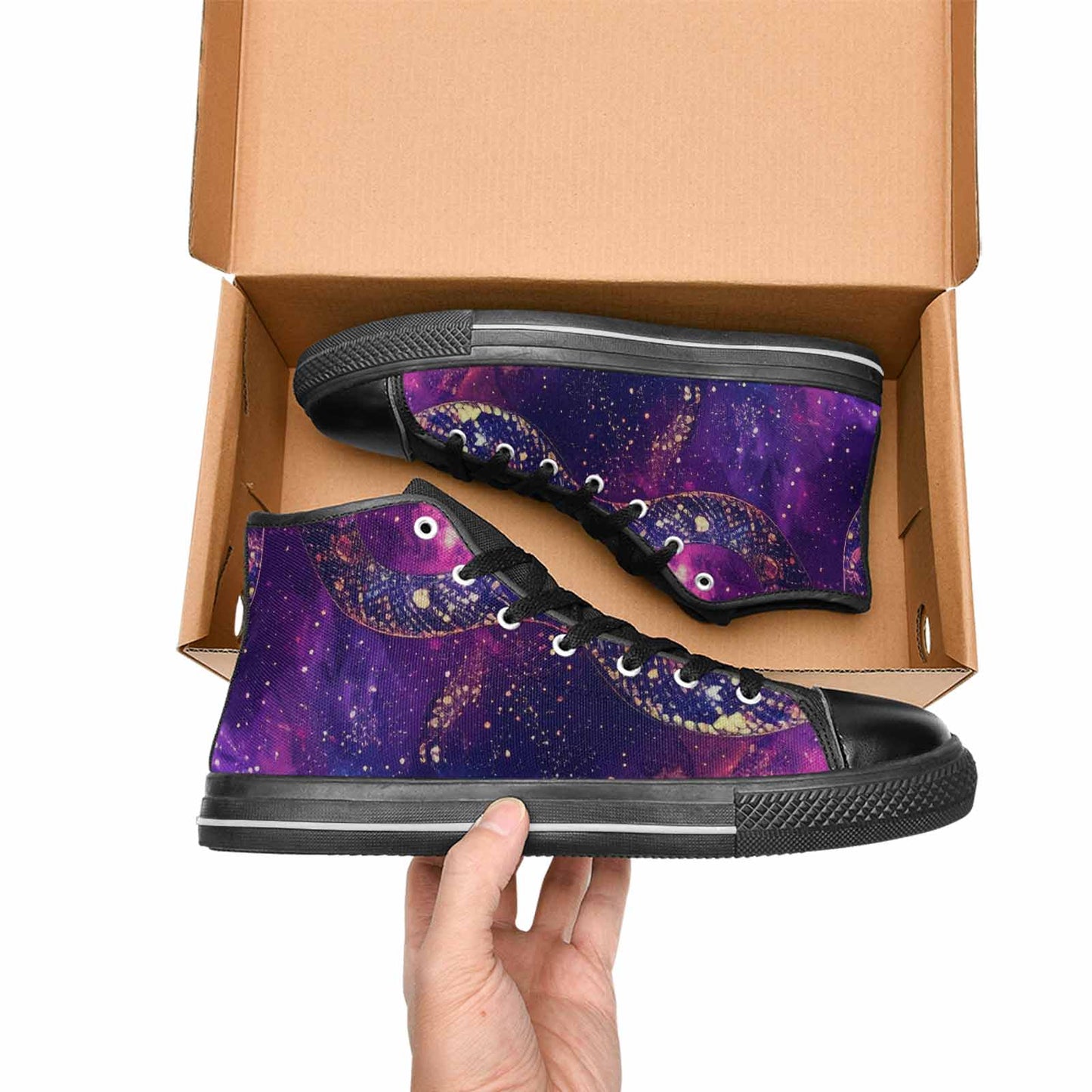 WOMEN'S Galaxy Snake Print High Top Canvas Dreamcore Custom Shoes