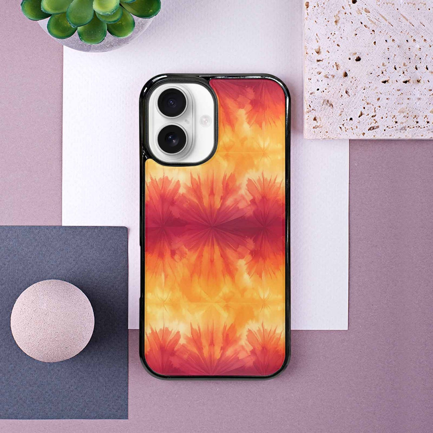 iPhone 16 Case — Ombre Tie Dye Sunset, Custom Printed Phone Case