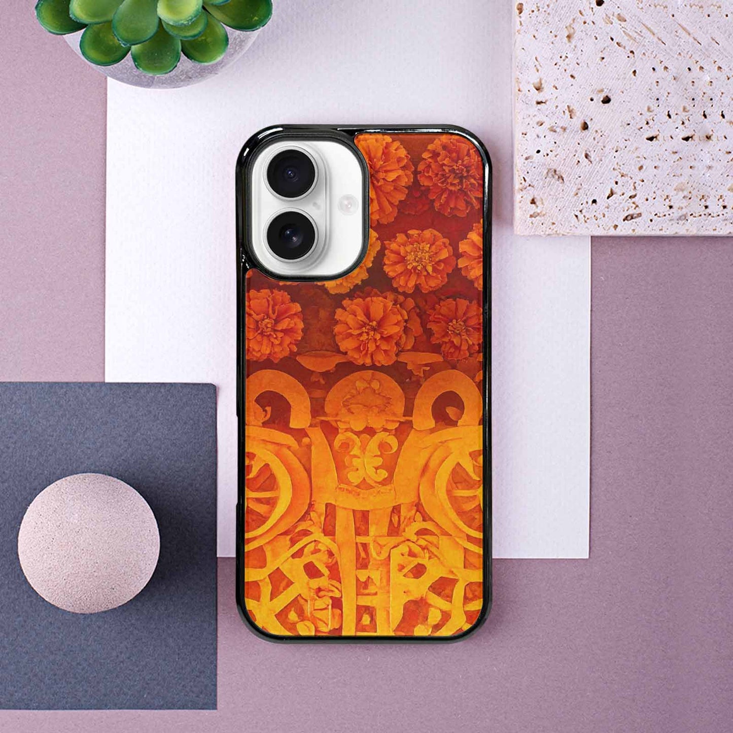 iPhone 16 Case — Marigold Day Of The Dead Marigold, Custom Art Phone Cover