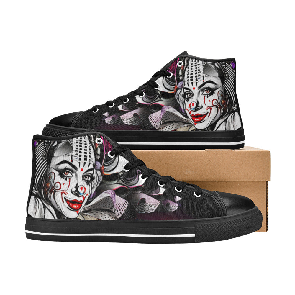 MEN'S Clown Woman Men’S High Top Canvas Surreal Custom Shoes