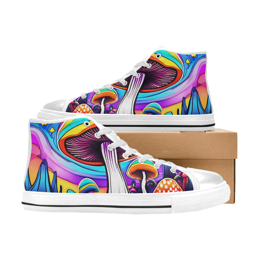 MEN'S Colorful Mushrooms Art Vibe High Top Canvas Dark Academia Sneakers